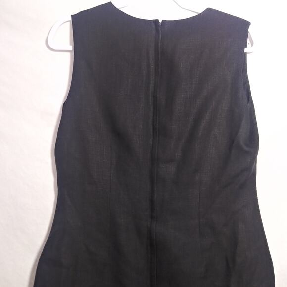 Sake Black Linen Sleeveless Dress Pleated Button Front Career Size 10 - Picture 10 of 10